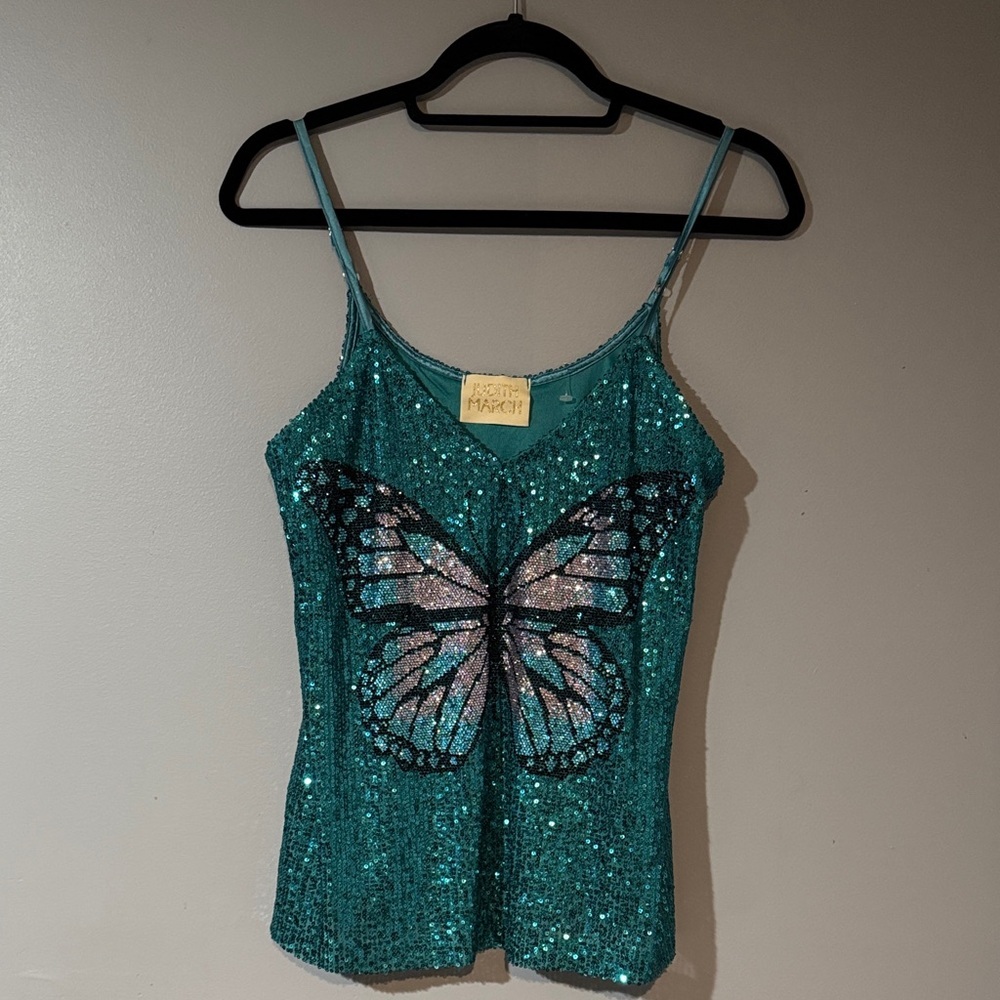 Judith March Teal‎ Sequin Butterfly Camisole